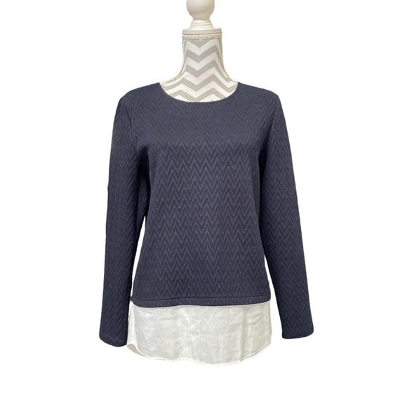 CROWN & IVY Navy Blue Long Sleeve Top Size: Small - Picture 1 of 6